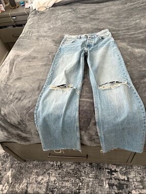 Zara wide distress jeans